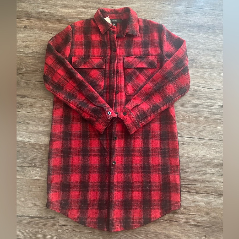 Forever 21 Plaid Coat Size Small